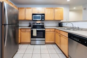 Fridge, dining tables