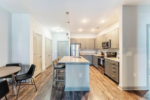 Fridge, dining tables