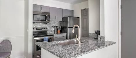 Fridge, dining tables