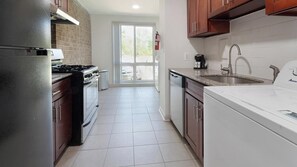 Fridge, dining tables