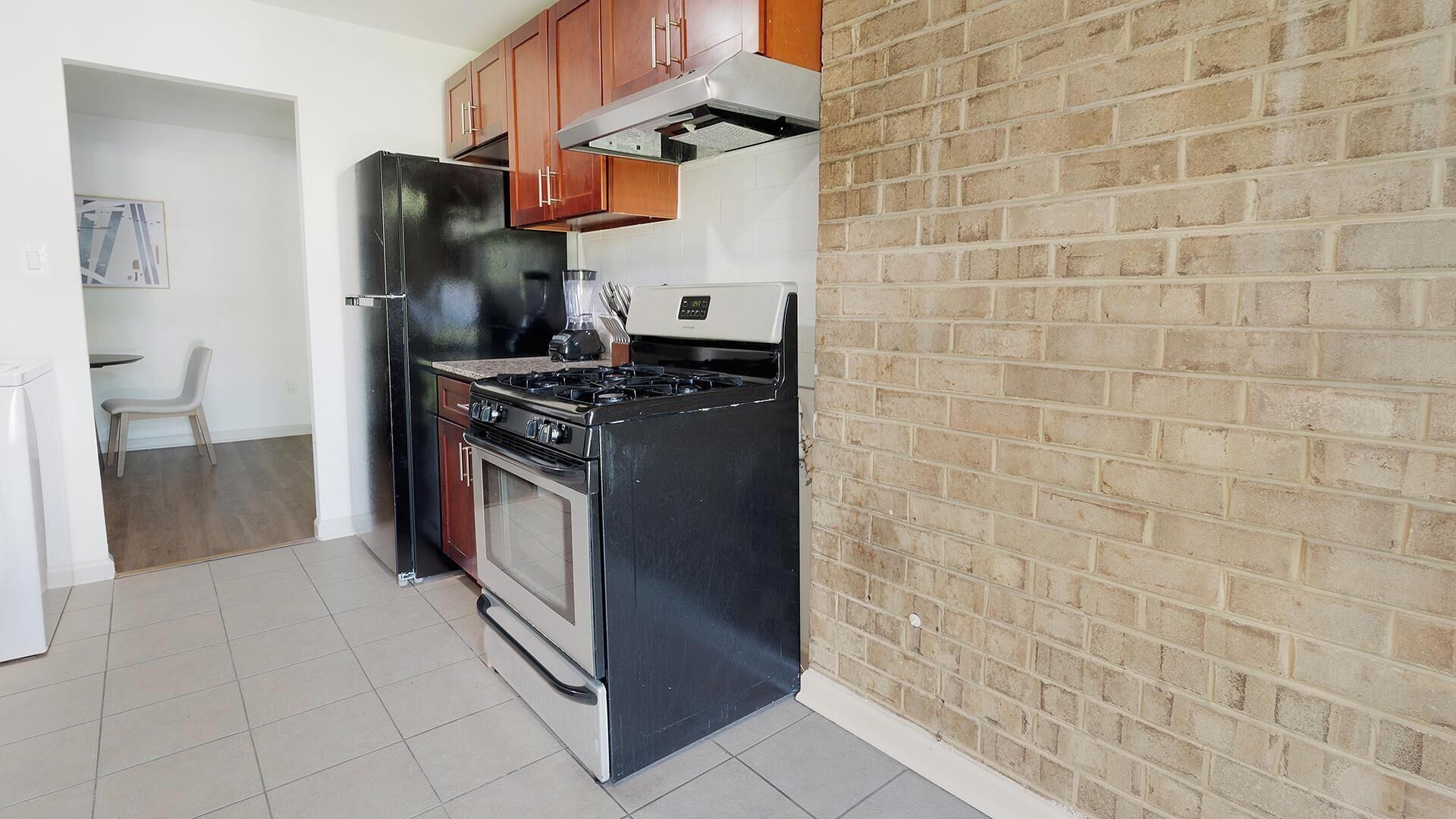 Fridge, dining tables