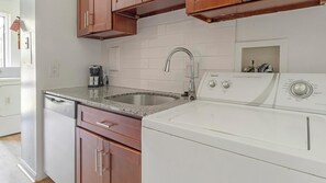 Fridge, dining tables