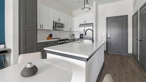 Fridge, dining tables