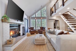 Smart TV, fireplace, video games, books