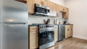Fridge, dining tables
