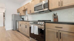 Fridge, dining tables