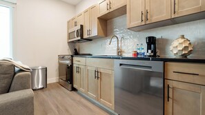 Fridge, dining tables