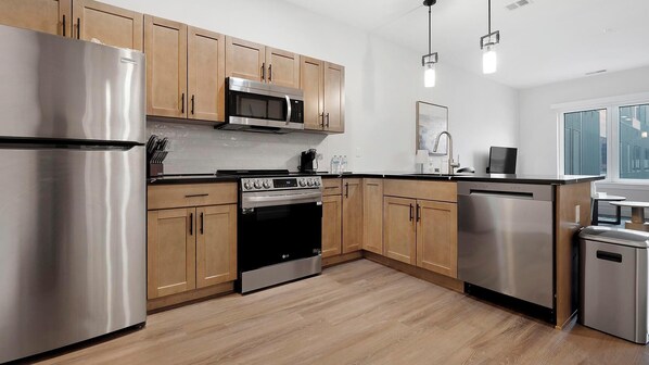 Fridge, dining tables