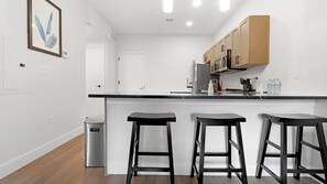 Fridge, dining tables
