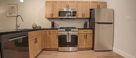 Fridge, dining tables