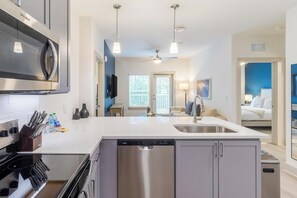 Fridge, dining tables