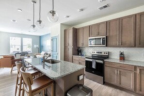 Fridge, dining tables