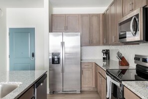 Fridge, dining tables