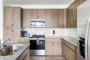 Fridge, dining tables