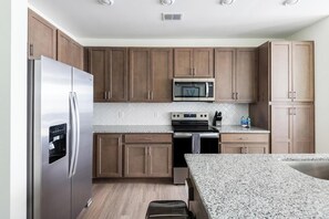 Fridge, dining tables