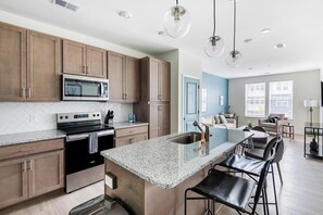Fridge, dining tables