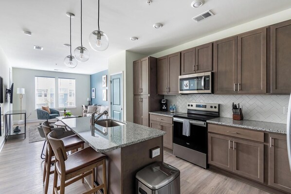 Fridge, dining tables