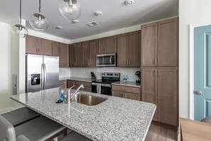 Fridge, dining tables