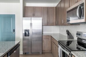 Fridge, dining tables