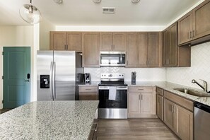 Fridge, dining tables