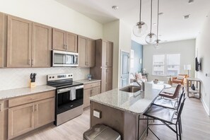 Fridge, dining tables