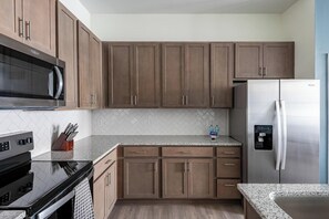 Fridge, dining tables