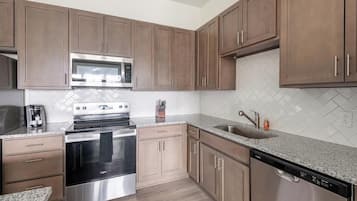 Fridge, dining tables