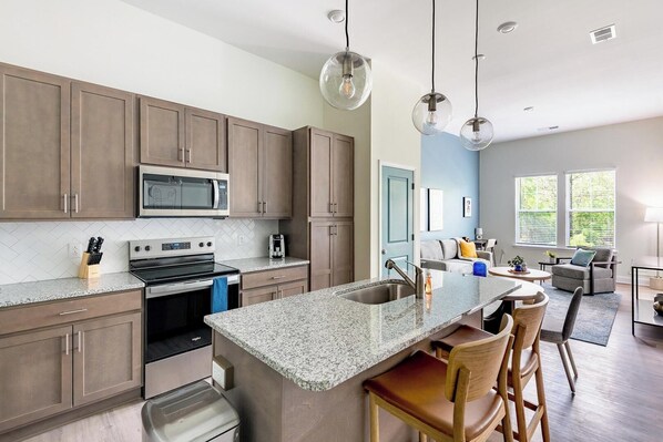 Fridge, dining tables