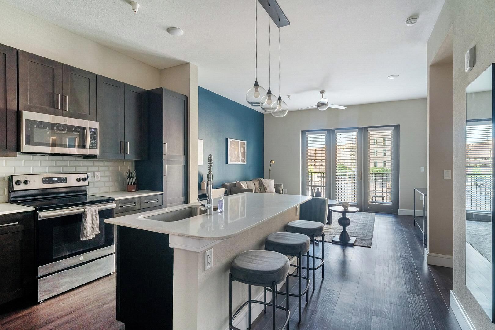 Fridge, dining tables