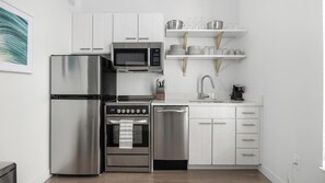 Fridge, dining tables