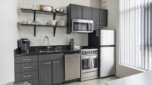 Fridge, dining tables