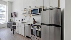 Fridge, dining tables