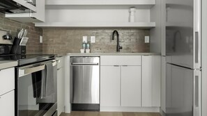 Fridge, dining tables