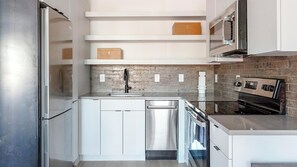 Fridge, dining tables