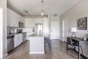 Fridge, dining tables