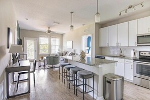 Fridge, dining tables