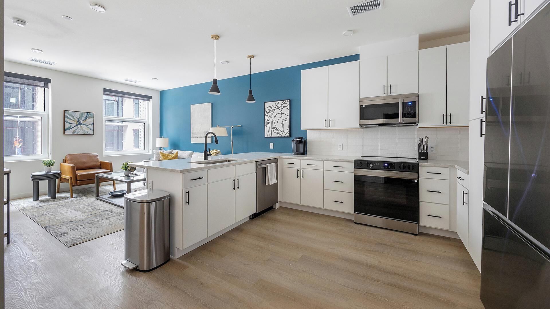 Fridge, dining tables