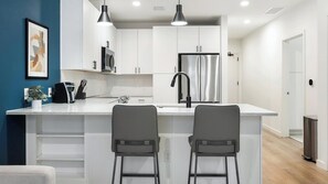 Fridge, dining tables