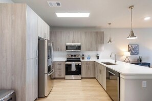 Fridge, dining tables