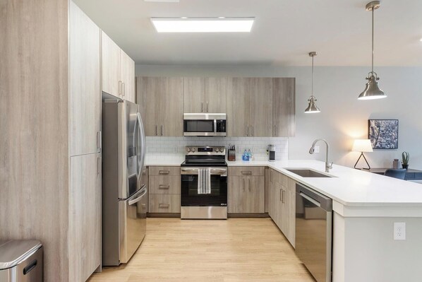 Fridge, dining tables