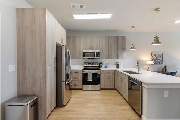 Fridge, dining tables