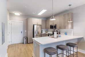 Fridge, dining tables