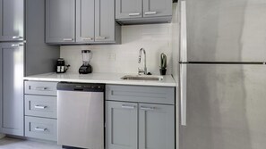 Fridge, dining tables