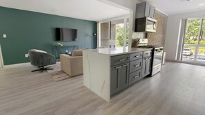 Fridge, dining tables