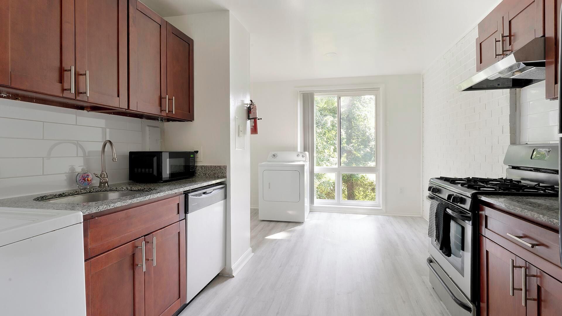 Fridge, dining tables