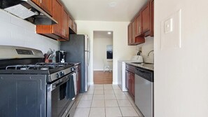 Fridge, dining tables