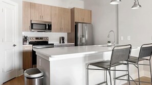 Fridge, dining tables