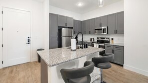Fridge, dining tables