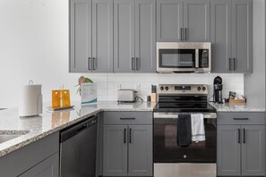 Fridge, dining tables