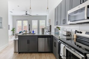 Fridge, dining tables - Landing | Stylish Studio, Gym, Courtyard (Denton)